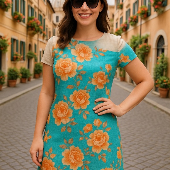 La Ragarre Dresses & Skirts - La Ragarre Italian Linen Floral Dress-Size M- New With Tags.